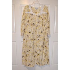Only Necessities Plus Size 3X 30/32 2-Piece Nightgown & Robe Set Yellow Floral